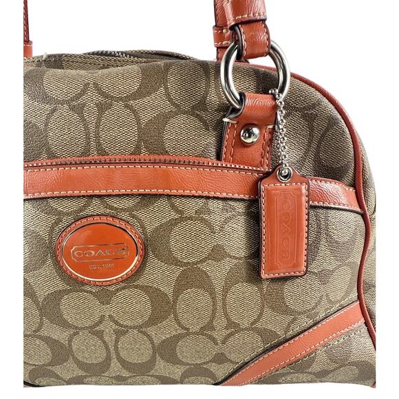 COACH-F18918-PEYTON-SATCHEL KHAKI/ORANGE‎ - Picture 2 of 8